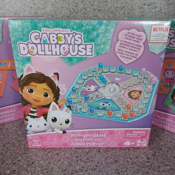 Games Bundle Gabby's Dollhouse Kids Toys Pop Up Playing Cards Dominoes - Picture 2 of 7